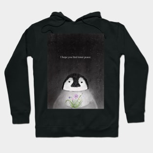 I hope you find inner peace, penguin love, wild flowers, spirt animal, valentines Hoodie